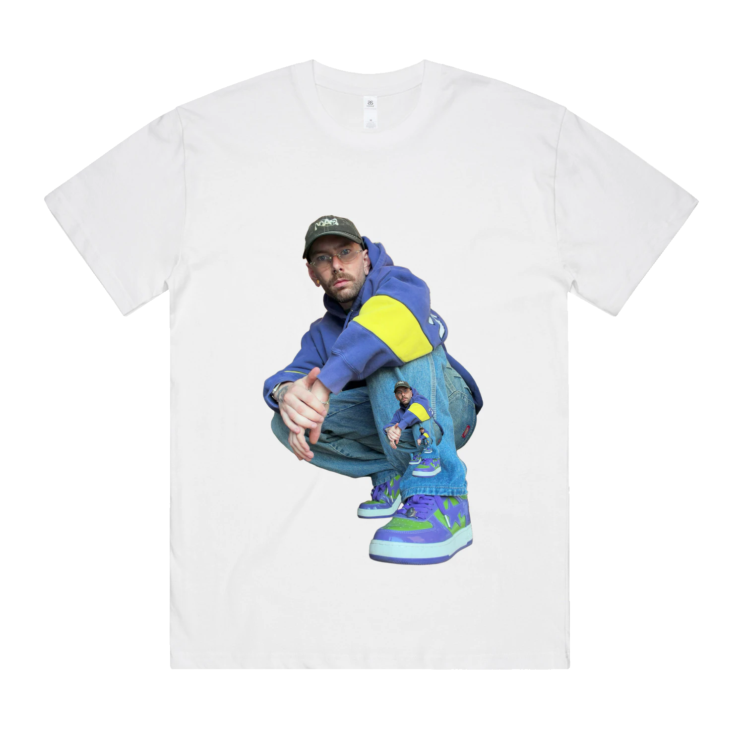 White bent.shirt with your artwork