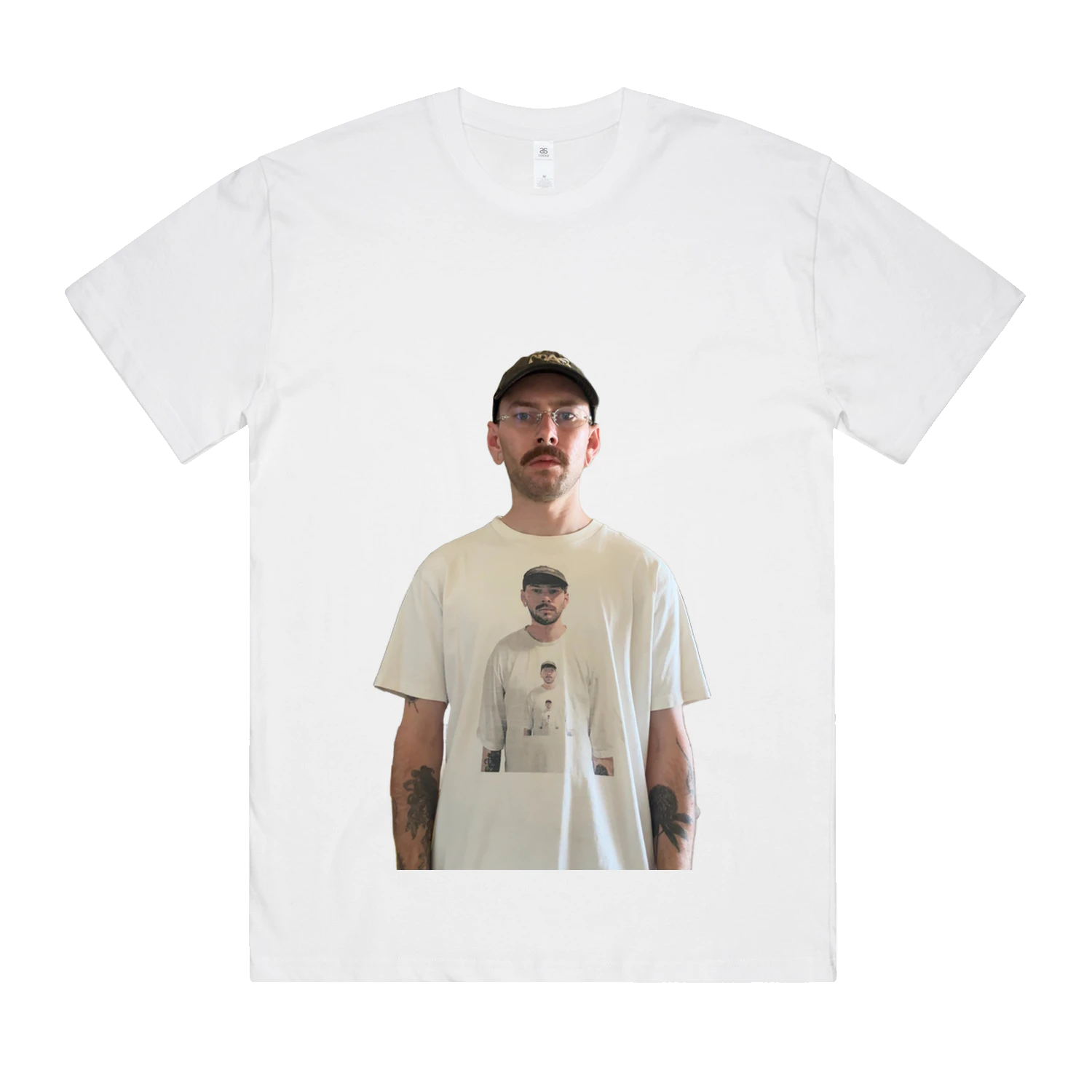 White bent.shirt with your artwork