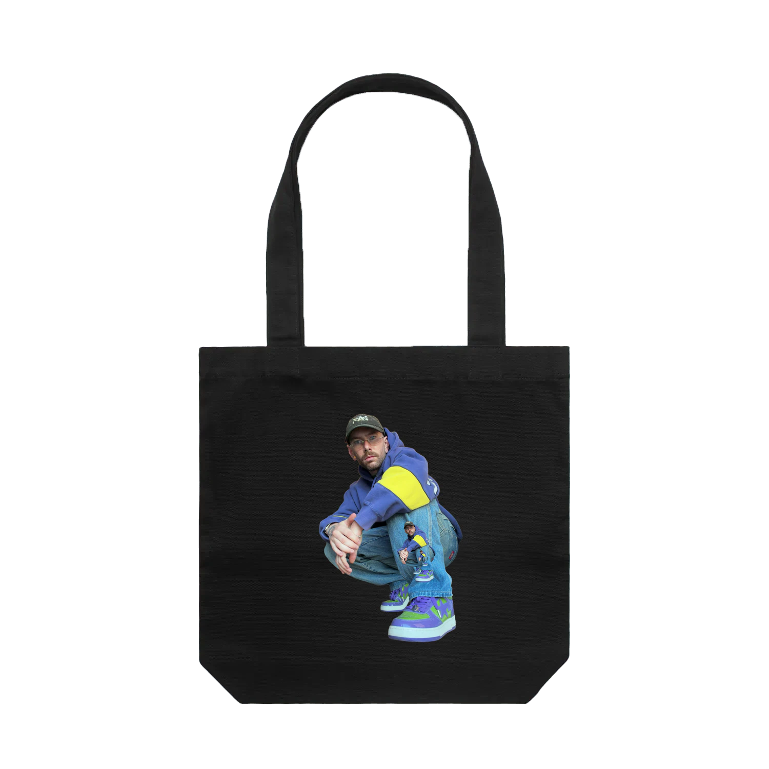 Black bent.tote with your artwork