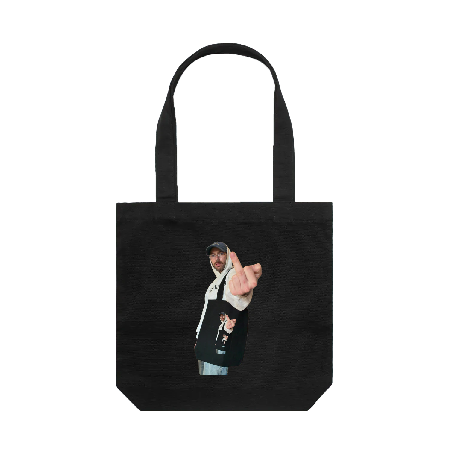 Black bent.tote with your artwork