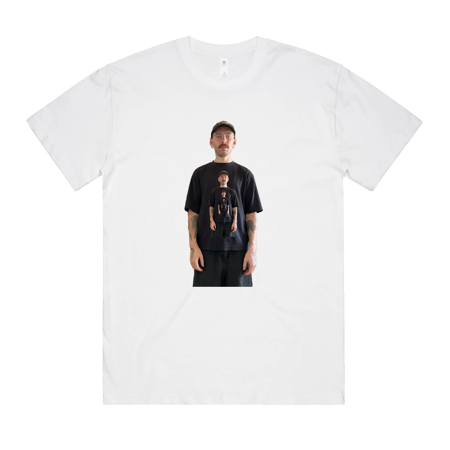White bent.shirt with your artwork